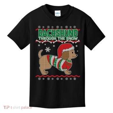 Dachshund Through The Snow Ugly Christmas Kids T-Shirt