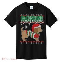 Dachshund Through The Snow Ugly Christmas Kids T-Shirt thumb 0