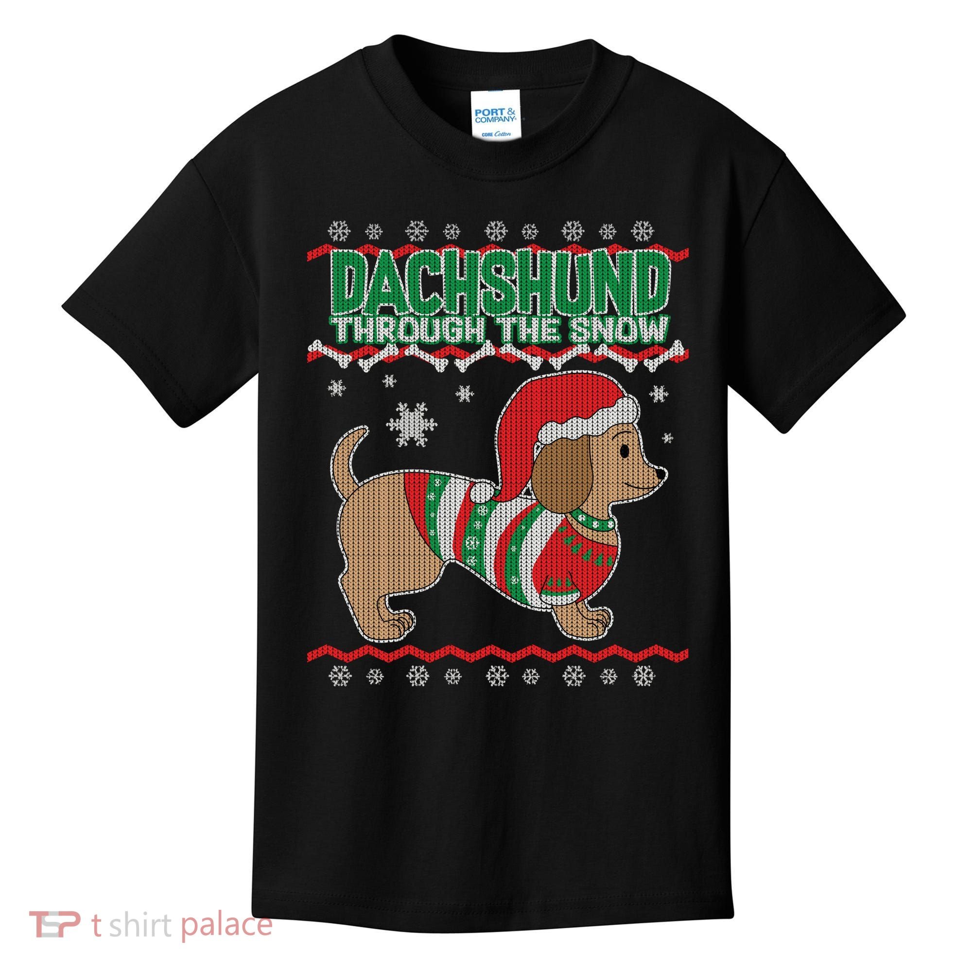 Dachshund Through The Snow Ugly Christmas Kids T-Shirt