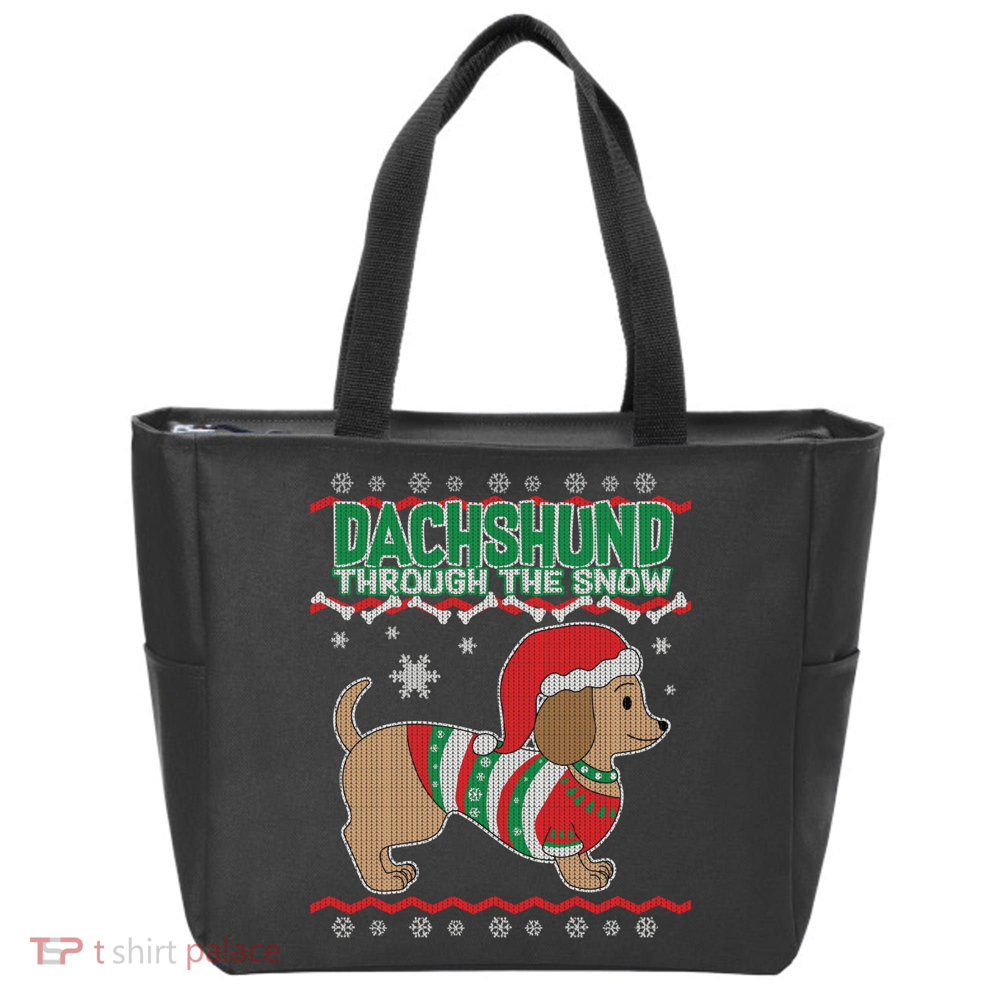 Dachshund Through The Snow Ugly Christmas Tote Bag