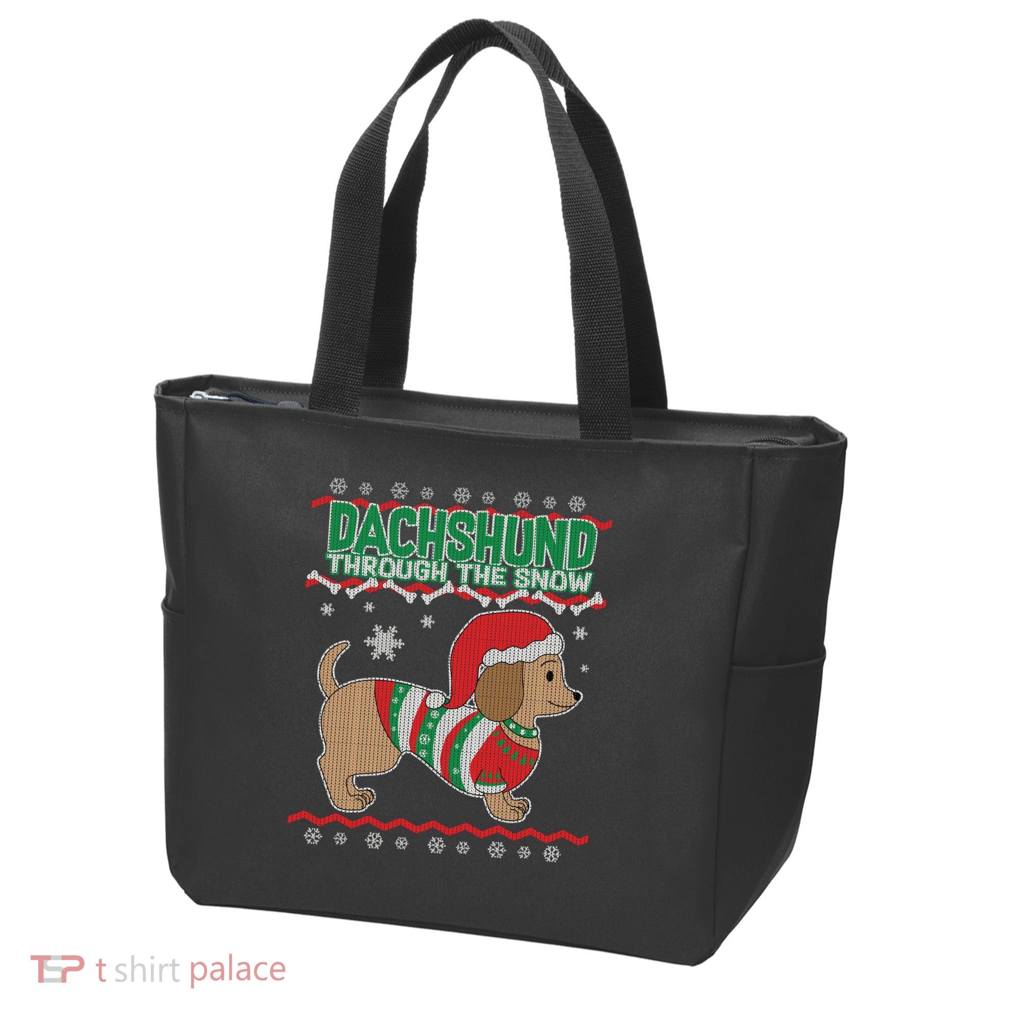 Dachshund Through The Snow Ugly Christmas Tote Bag