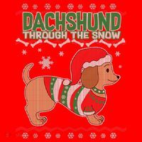 Dachshund Through The Snow Ugly Christmas Santa Hat thumb 1