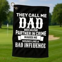 Dad Bad Influence Golf Towel thumb 1