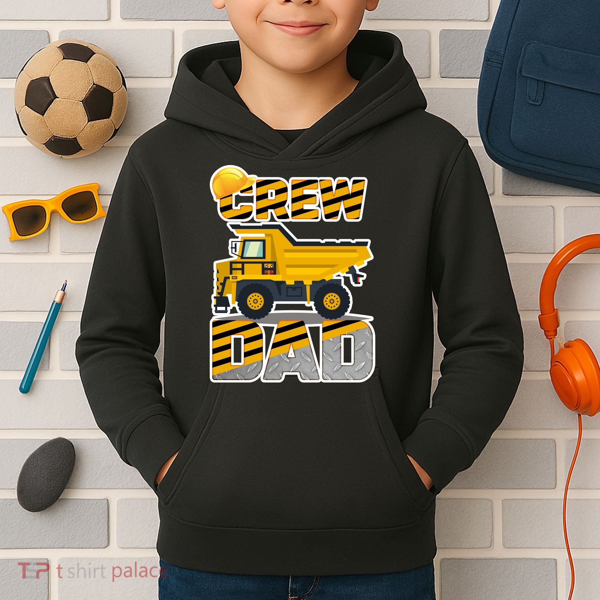 Dad Birthday Crew Construction Party Kids Hoodie