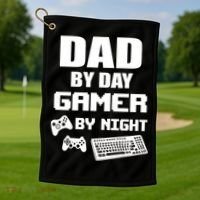 Dad By Day Gamer By Night Golf Towel thumb 1
