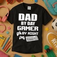 Dad By Day Gamer By Night Kids T-Shirt thumb 3