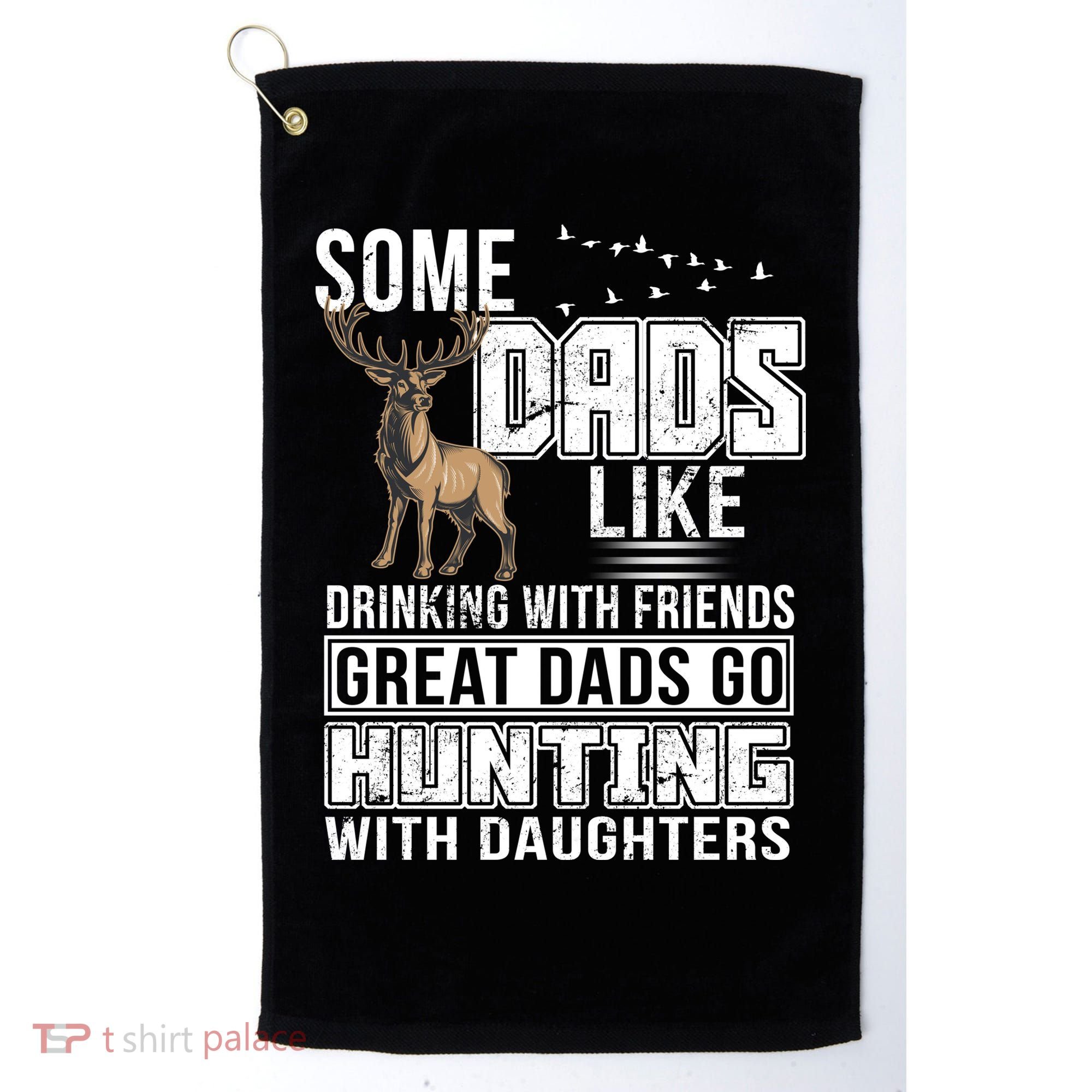 Dad Hunting With Daughters Golf Towel