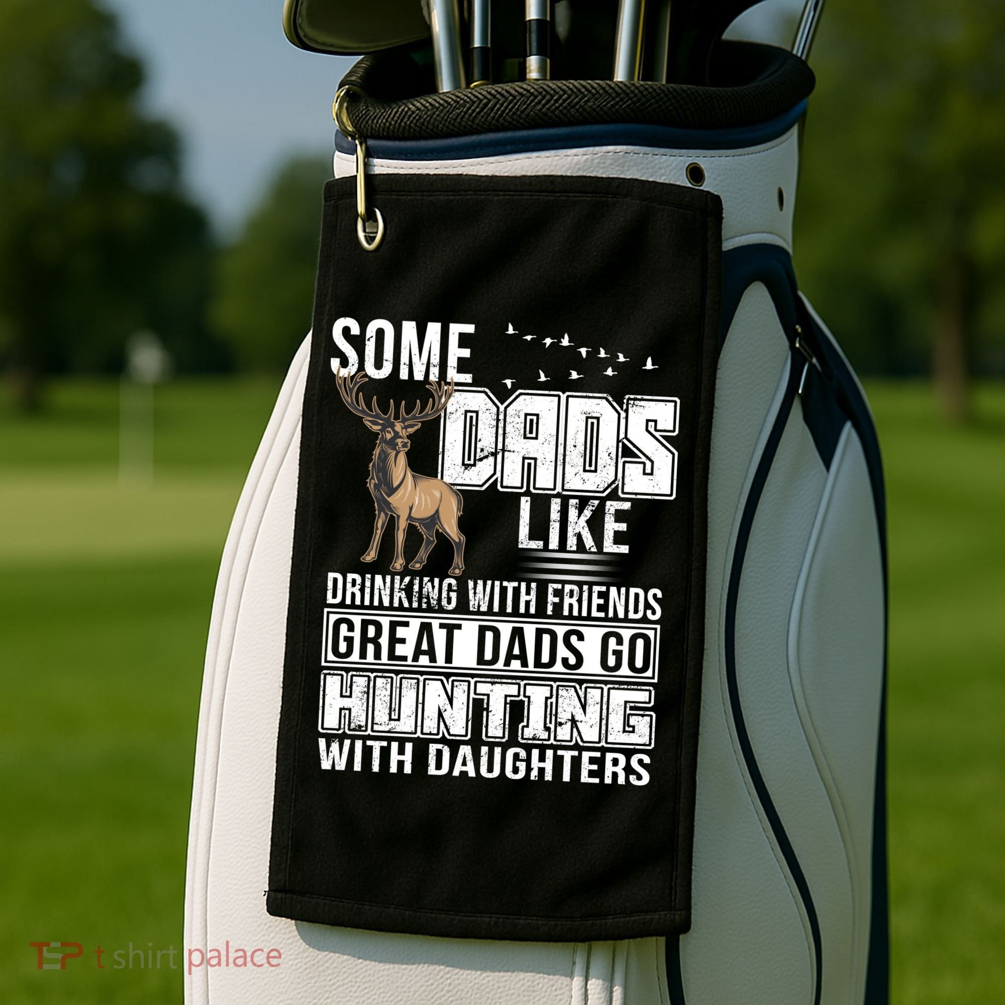 Dad Hunting With Daughters Golf Towel