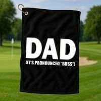 Dad It's Pronounced Boss Golf Towel thumb 1