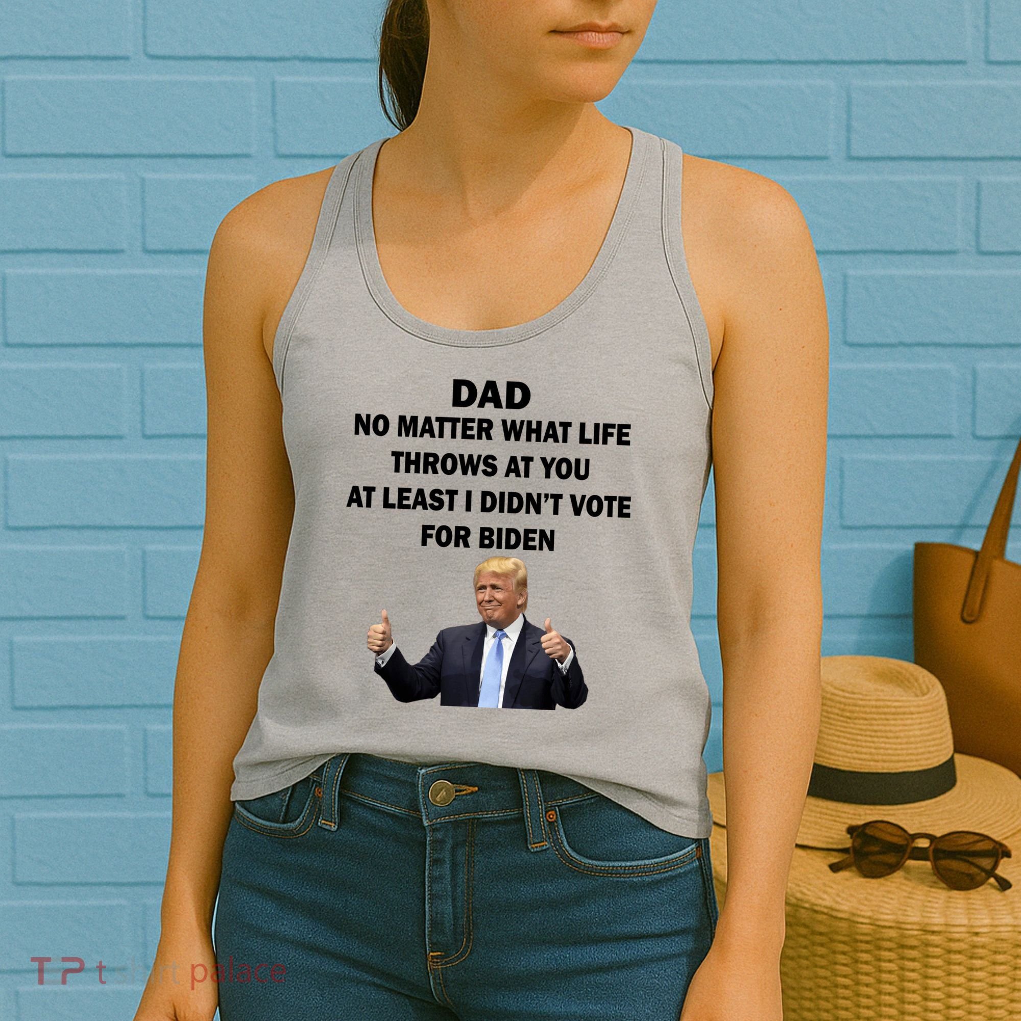Dad Least I Didn't Vote Biden Funny Pro Republican Women's Tank Top