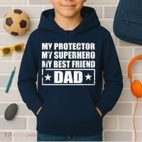 Dad My Protector My Superhero My Best Friend Kids Hoodie thumb 2