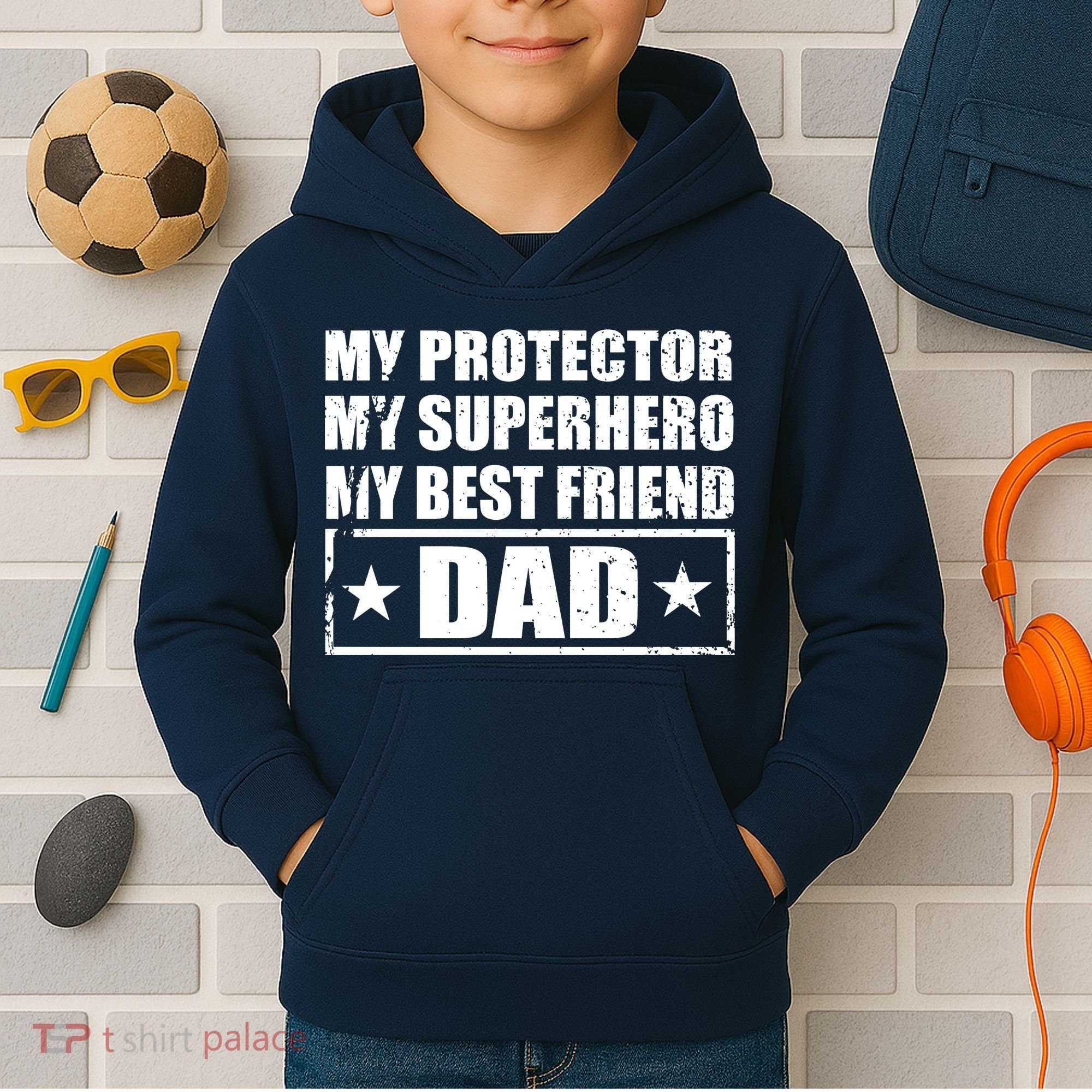 Dad My Protector My Superhero My Best Friend Kids Hoodie