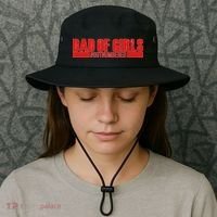 Dad of Girls Out Numbered Red Imprint Bucket Hat thumb 3