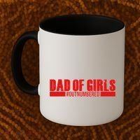 Dad of Girls Out Numbered Red Imprint Coffee Mug thumb 2