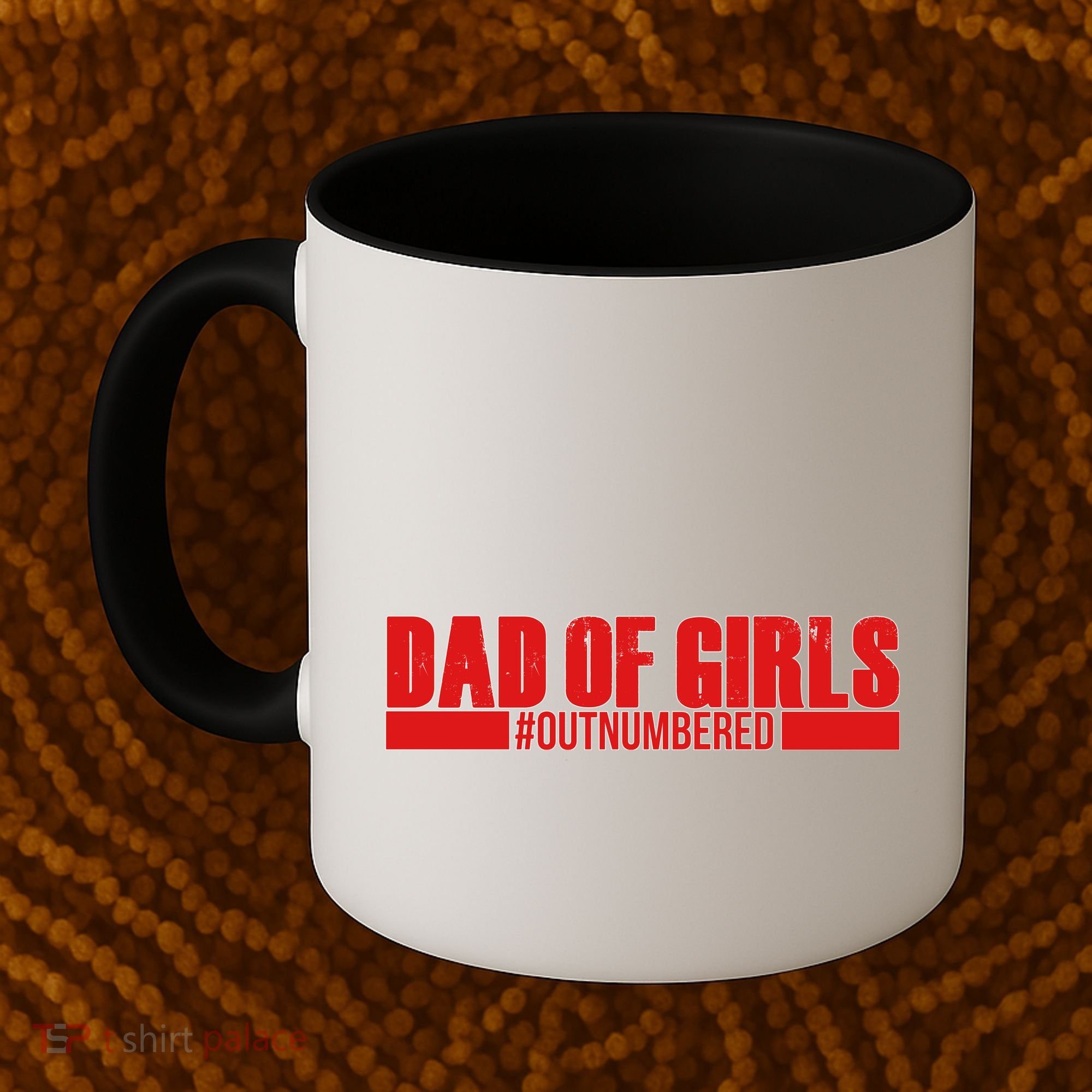 Dad of Girls Out Numbered Red Imprint Coffee Mug