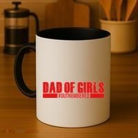 Dad of Girls Out Numbered Red Imprint Coffee Mug thumb 4
