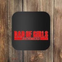Dad of Girls Out Numbered Red Imprint Coaster thumb 0