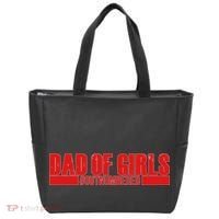 Dad of Girls Out Numbered Red Imprint Tote Bag thumb 0