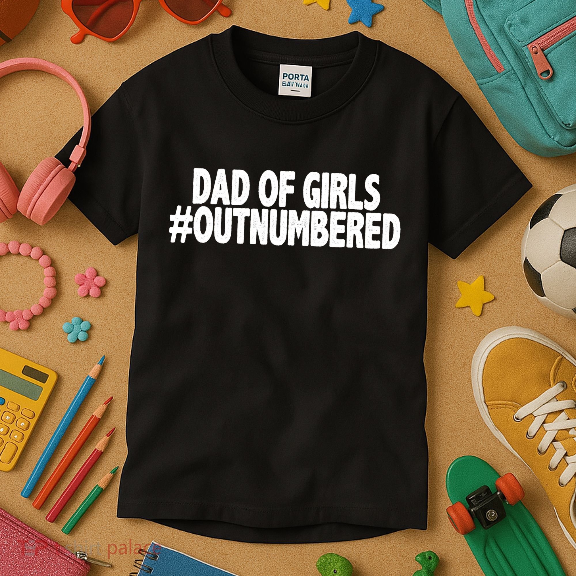 Dad Of Girls Outnumbered Kids T-Shirt