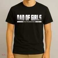 Dad Of Girls Outnumbered Funny Fathers Day T-Shirt thumb 3