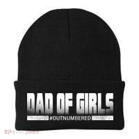 Dad Of Girls Outnumbered Funny Fathers Day Beanie thumb 0