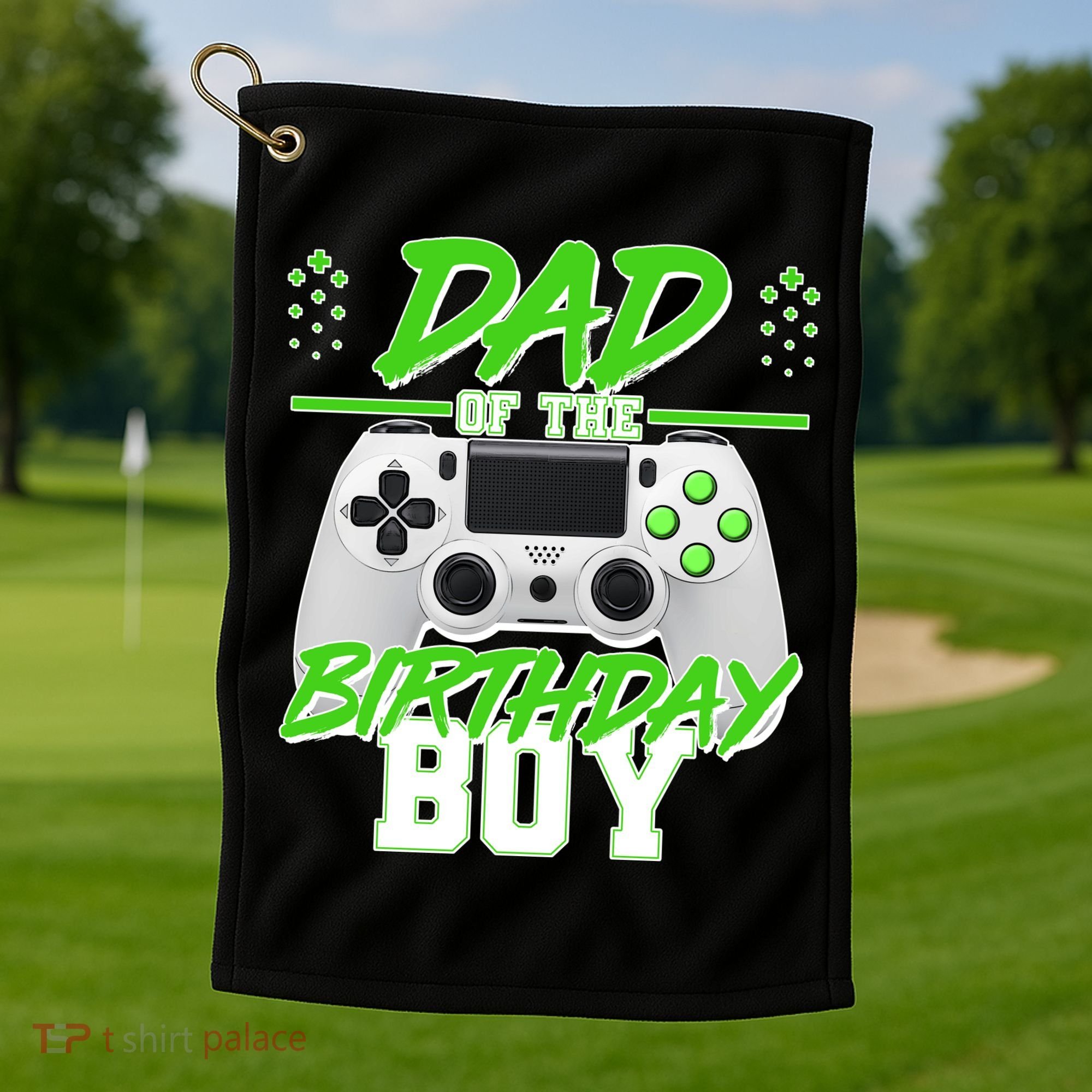 Dad Of The Birthday Boy Video Gamer Golf Towel