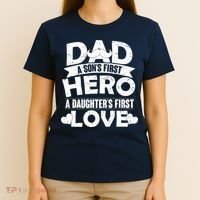 Dad Sons First Hero Daughter Fist Love T-Shirt thumb 4