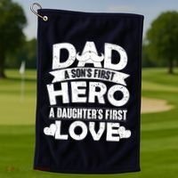 Dad Sons First Hero Daughter Fist Love Golf Towel thumb 1