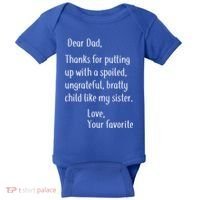 Dad Thanks For Putting Up With My Sister Baby Bodysuit thumb 0