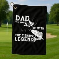 Dad The Fishing Legend Golf Towel thumb 1