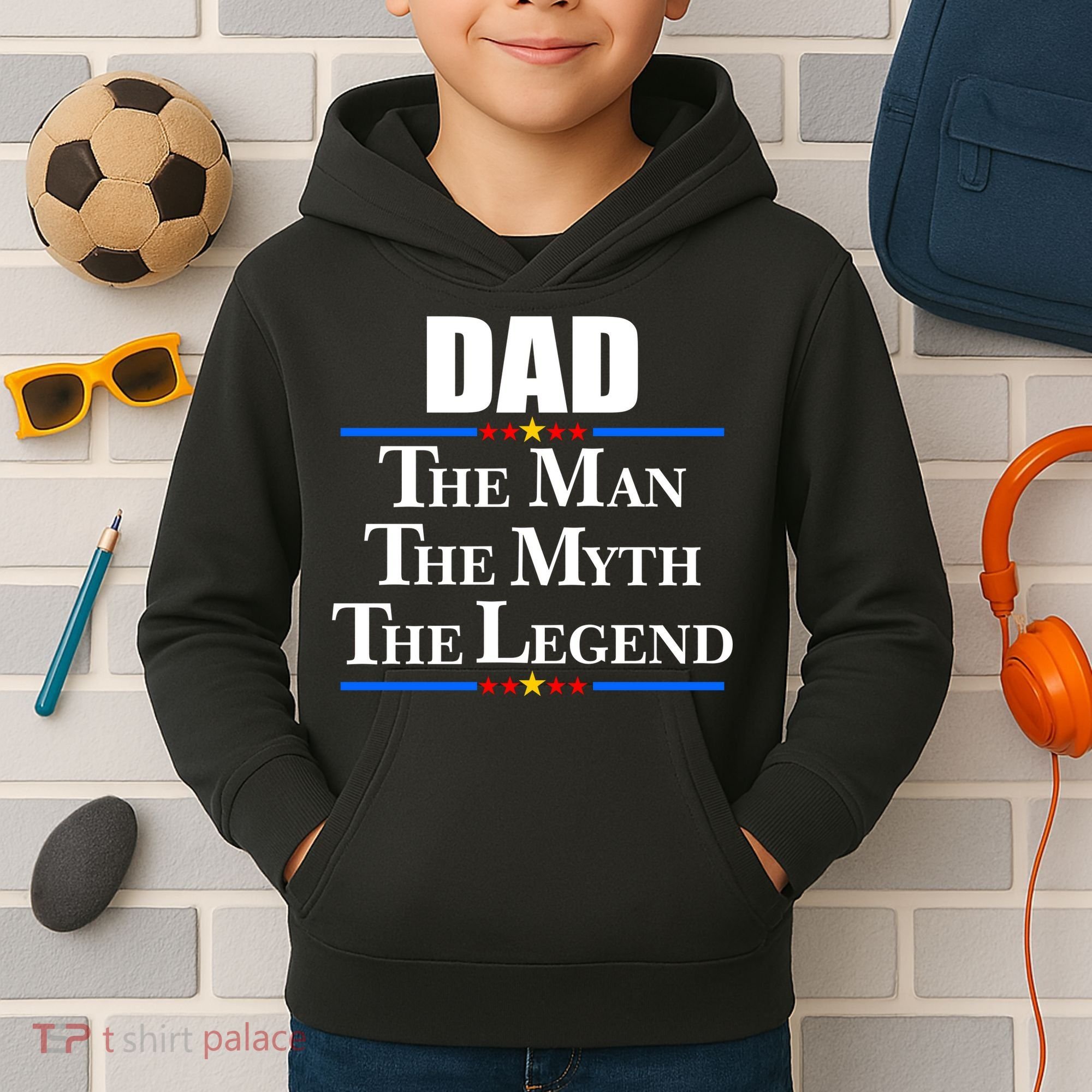 Dad The Man The Myth The Legend Stars Kids Hoodie