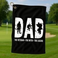 Dad The Veteran The Myth The Legend Golf Towel thumb 1