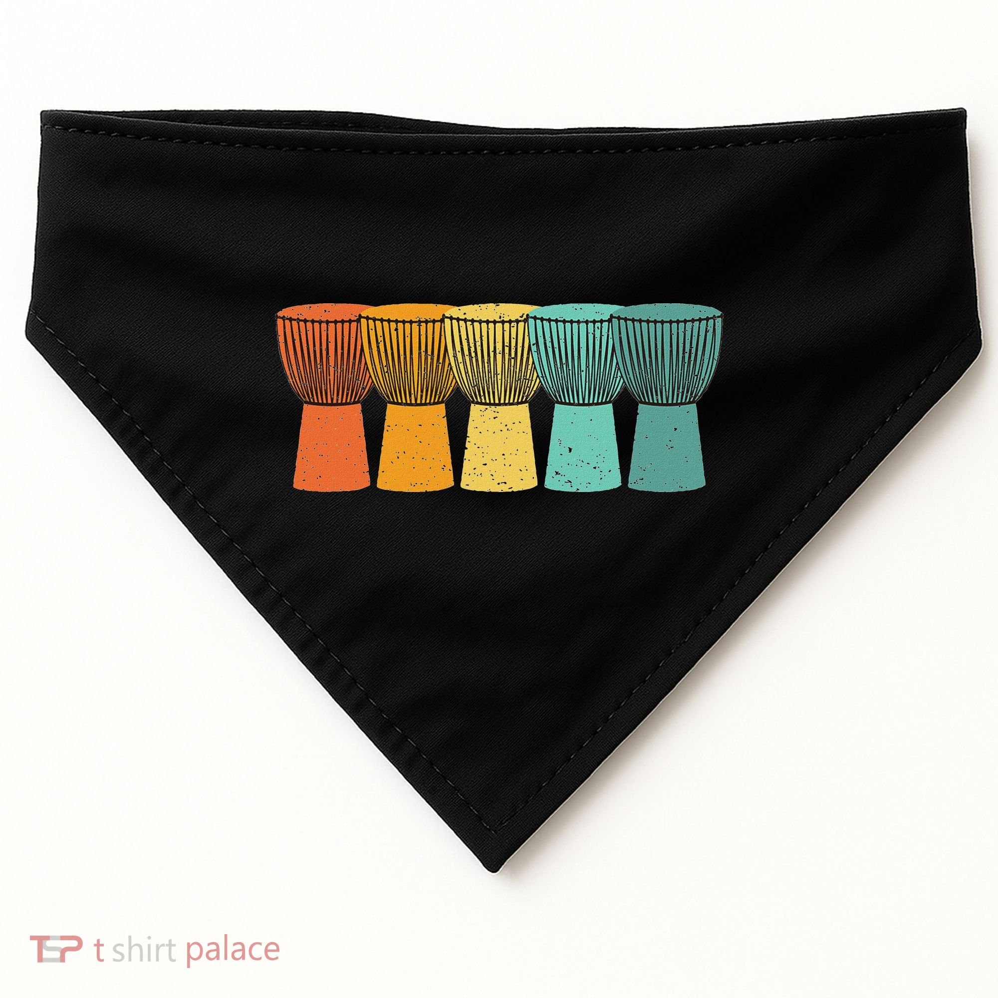 Djembe African Drums Retro Style USA-Made Doggie Bandana