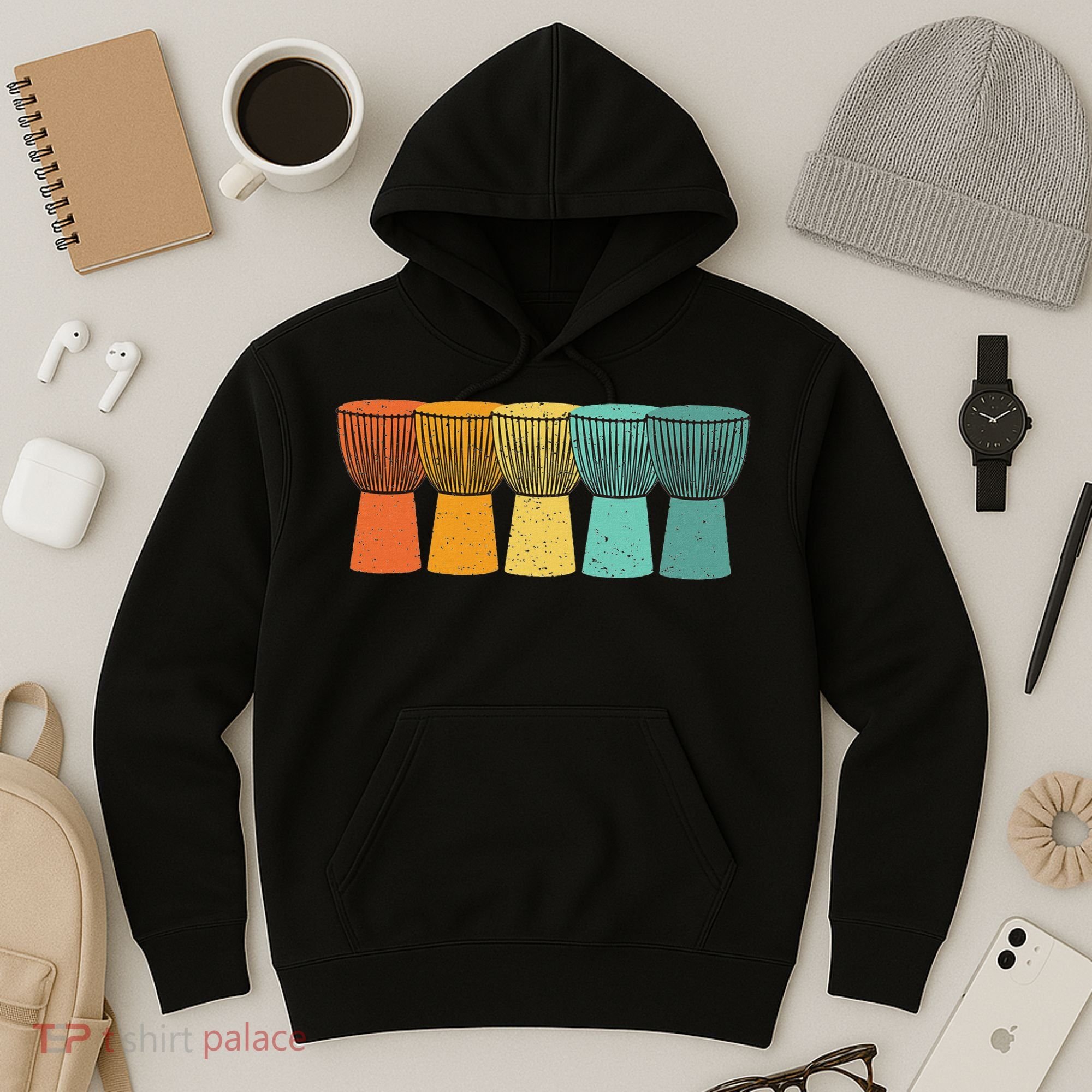 Djembe African Drums Retro Style Hoodie