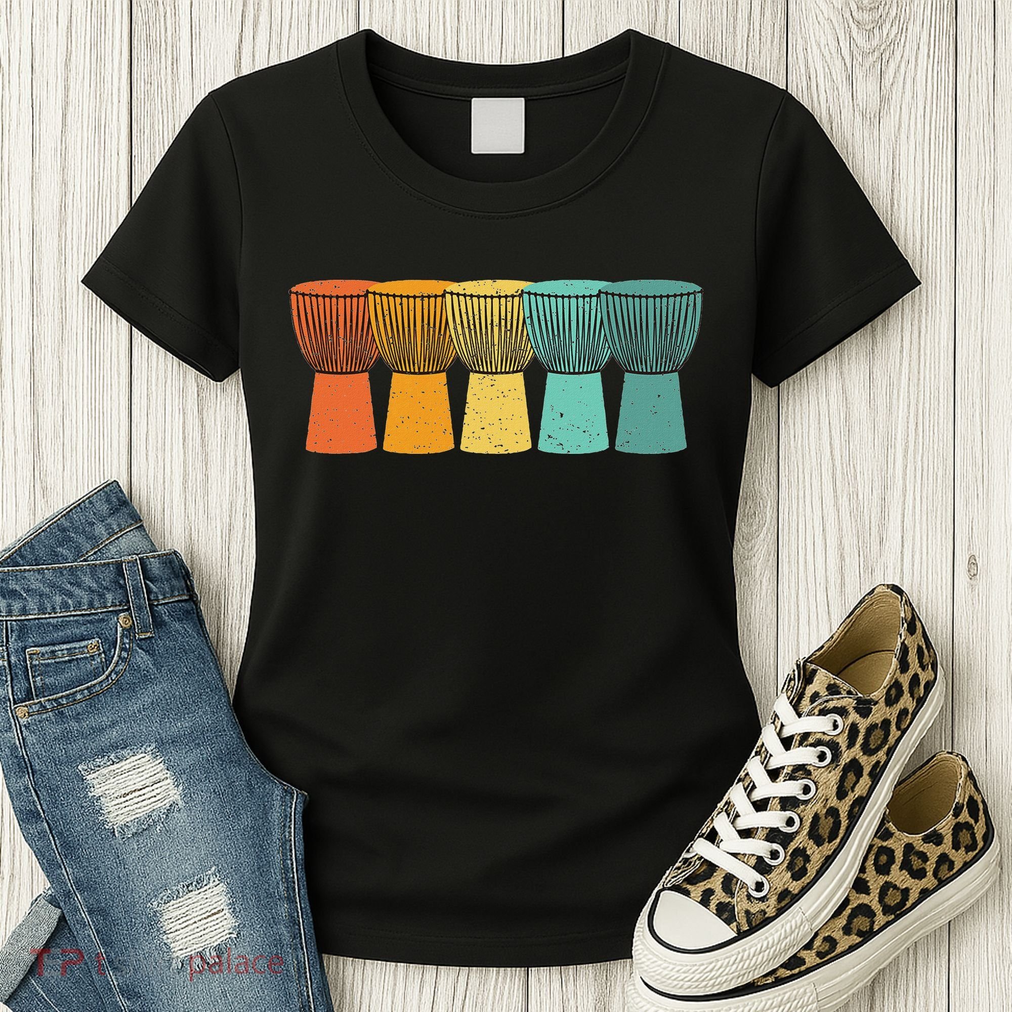 Djembe African Drums Retro Style Women's T-Shirt