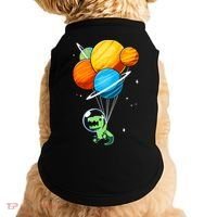 Dino Astronaut Dinosaur in Space Holding Planet Balloons Doggie Tank thumb 0