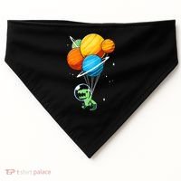 Dino Astronaut Dinosaur in Space Holding Planet Balloons USA-Made Doggie Bandana thumb 0