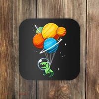 Dino Astronaut Dinosaur in Space Holding Planet Balloons Coaster thumb 0