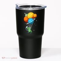 Dino Astronaut Dinosaur in Space Holding Planet Balloons Tumbler thumb 0