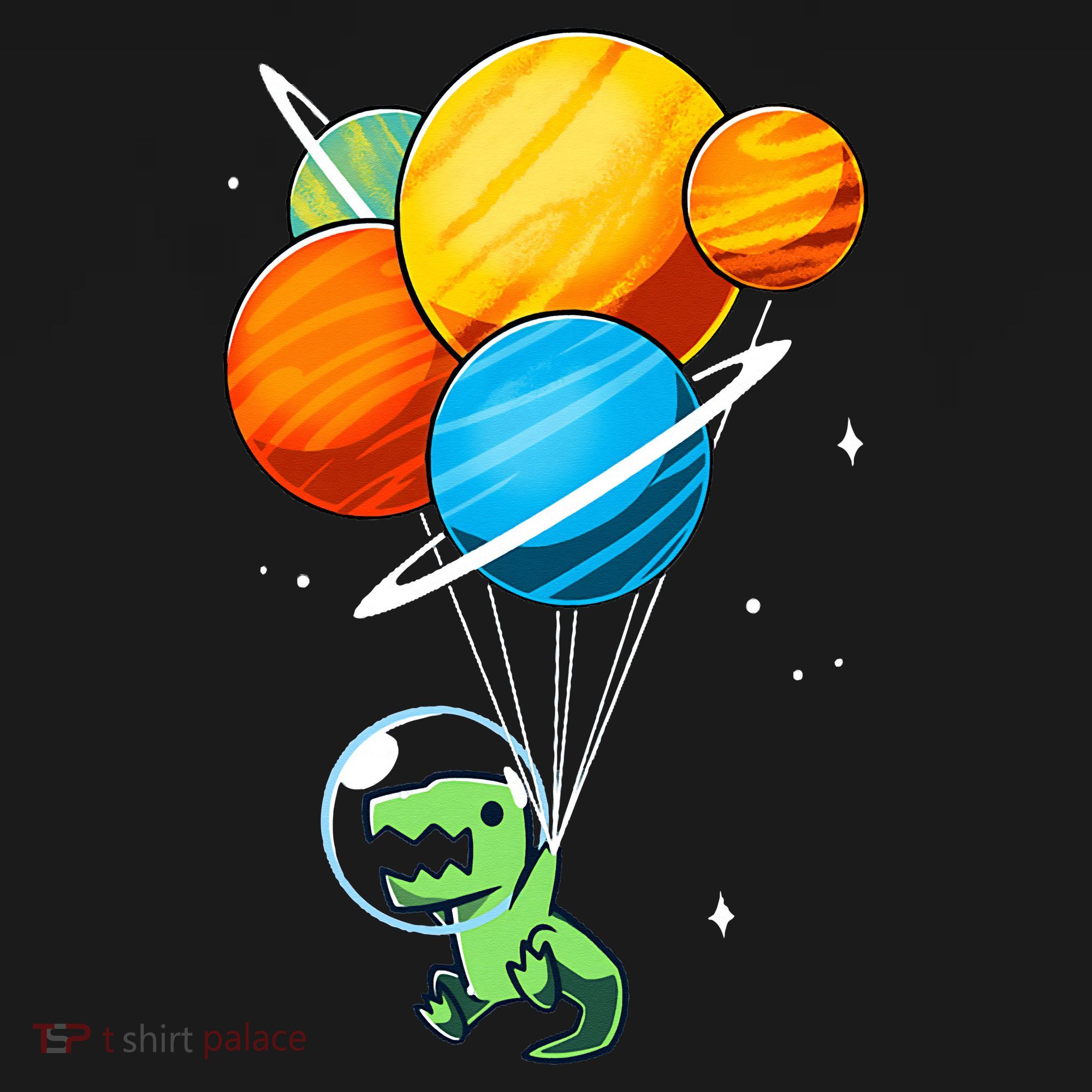 Dino Astronaut Dinosaur in Space Holding Planet Balloons Mousepad