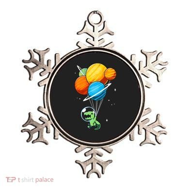 Dino Astronaut Dinosaur in Space Holding Planet Balloons Ornament