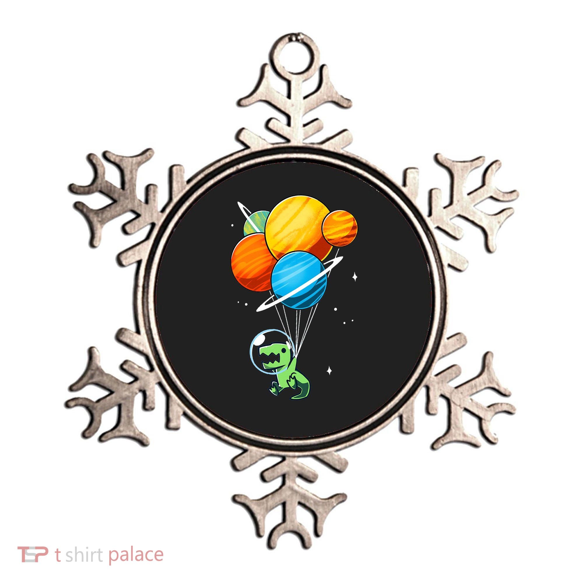 Dino Astronaut Dinosaur in Space Holding Planet Balloons Ornament