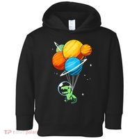 Dino Astronaut Dinosaur in Space Holding Planet Balloons Toddler Hoodie thumb 0