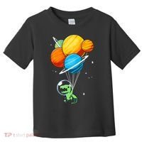 Dino Astronaut Dinosaur in Space Holding Planet Balloons Toddler T-Shirt thumb 0