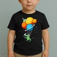Dino Astronaut Dinosaur in Space Holding Planet Balloons Toddler T-Shirt thumb 2