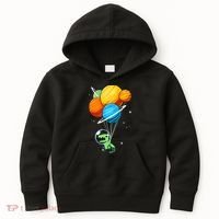 Dino Astronaut Dinosaur in Space Holding Planet Balloons Kids Hoodie thumb 0