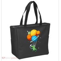 Dino Astronaut Dinosaur in Space Holding Planet Balloons Tote Bag thumb 2