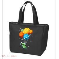 Dino Astronaut Dinosaur in Space Holding Planet Balloons Tote Bag thumb 3