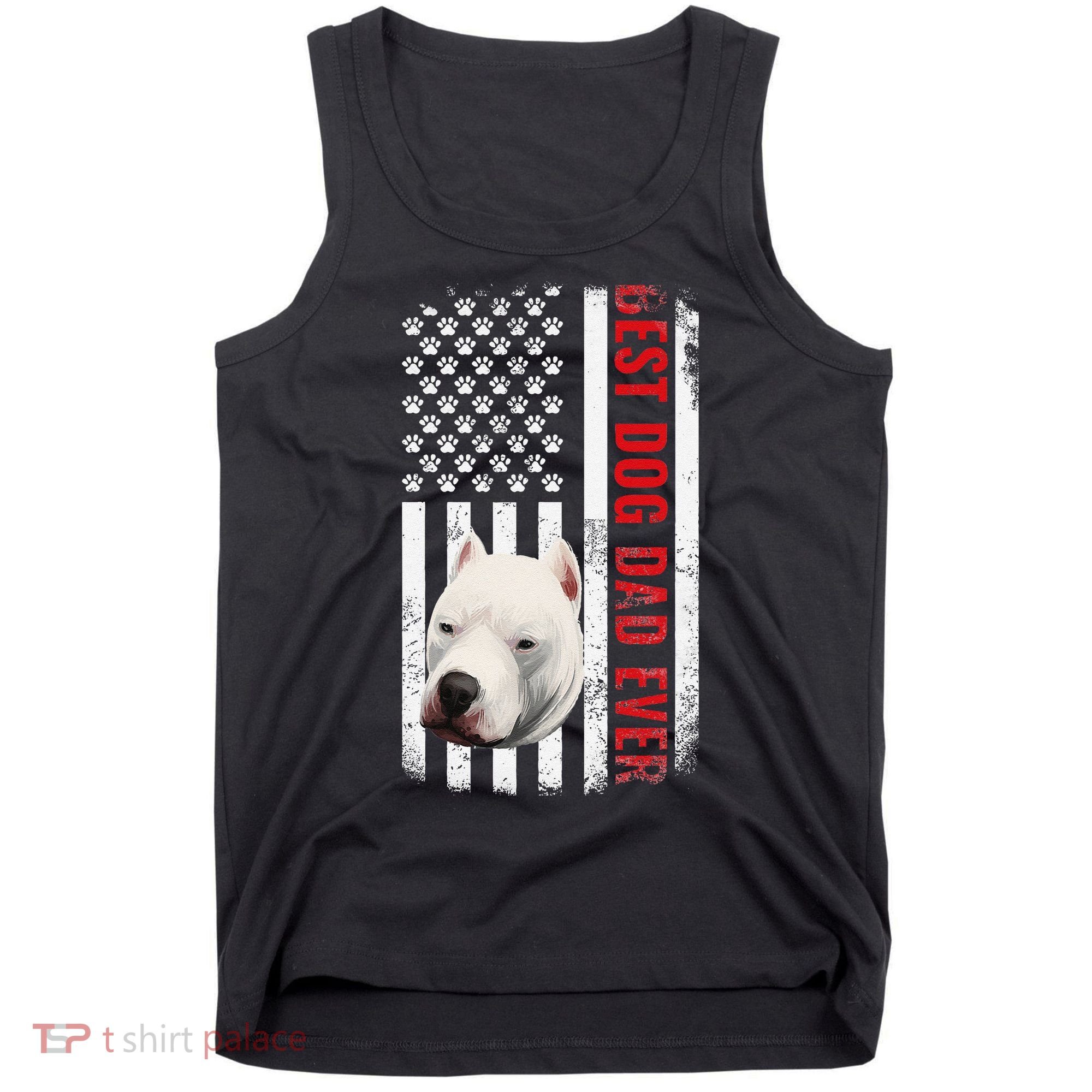 Dogo Argentino Dad Dog Lover American Flag Usa Pride Tank Top