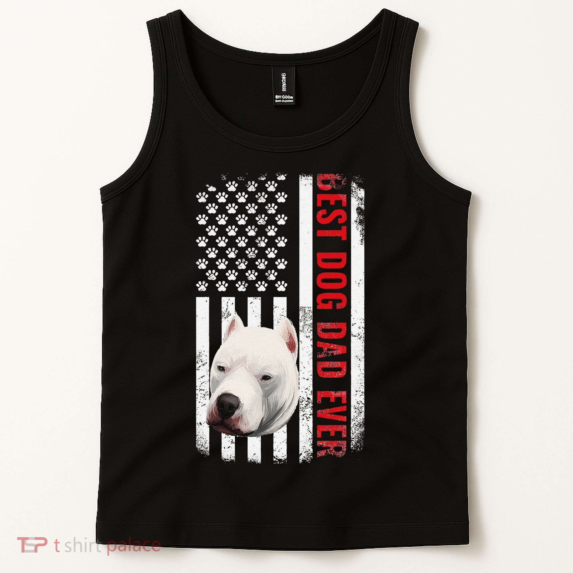 Dogo Argentino Dad Dog Lover American Flag Usa Pride Tank Top